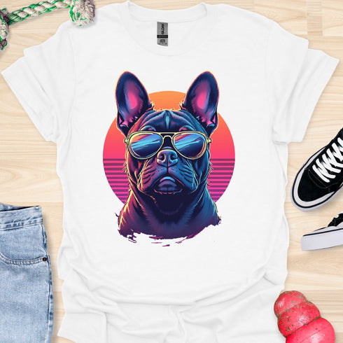 Retro Frenchie with Sunglasses - V1 - Retro One T-Shirt